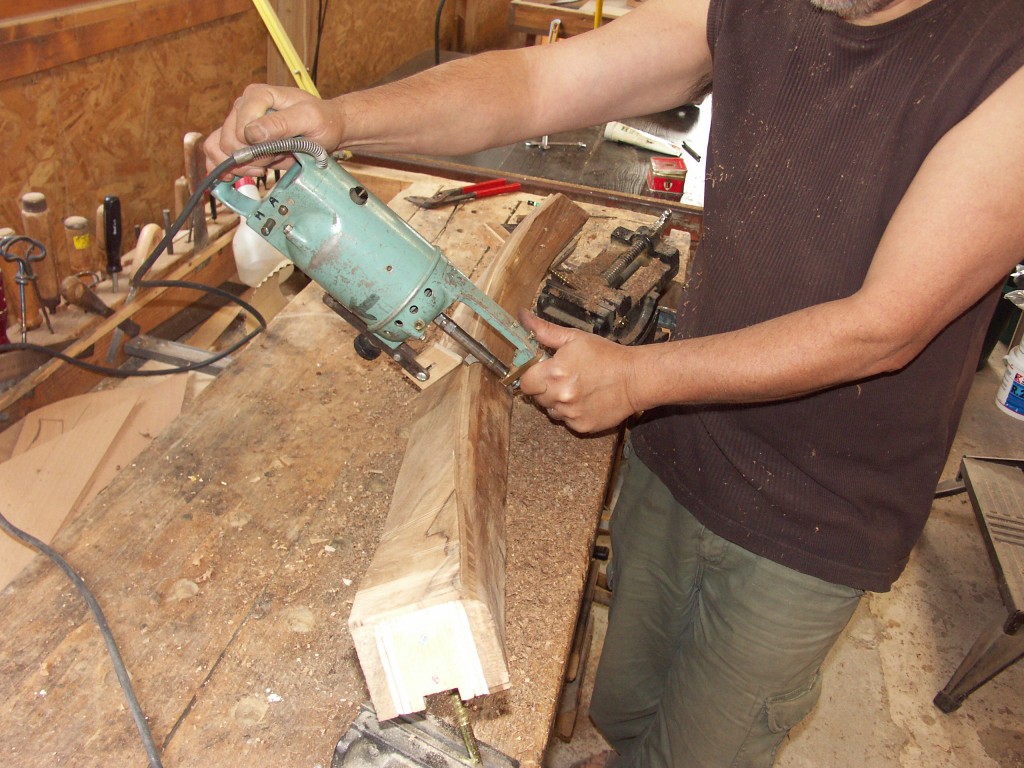 Shaping the hand rail with portable shaper