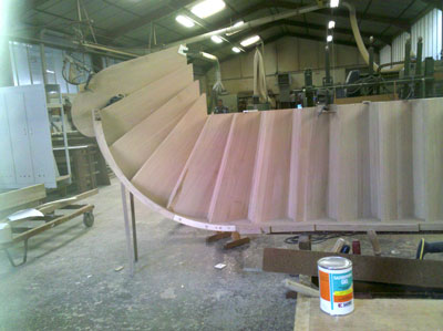 assembled stair in workshop