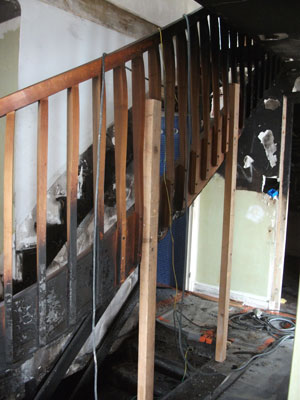 burnt stair to be replaced