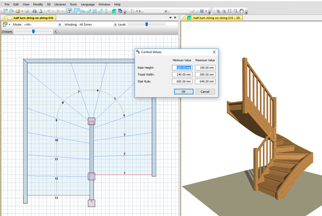 StairDesigner control values