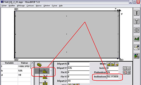 woodwop showing cut angles