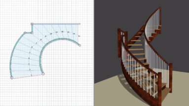 Combined image of a blue print and a staircase
