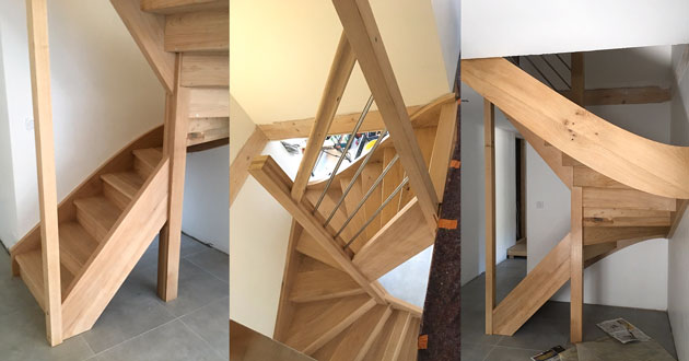 finished oak stair manufactured on cnc