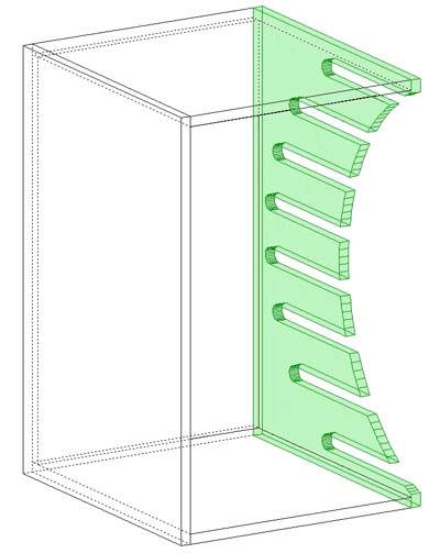 Inner tooling applied to cabinet