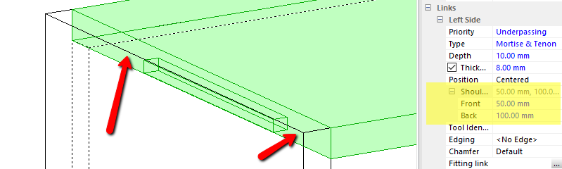 asymmetrical tenon