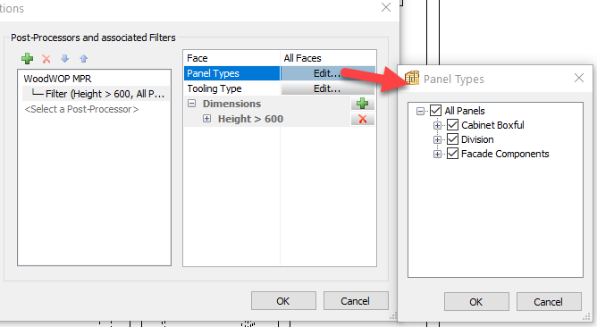 polyboard post processor filter panel types