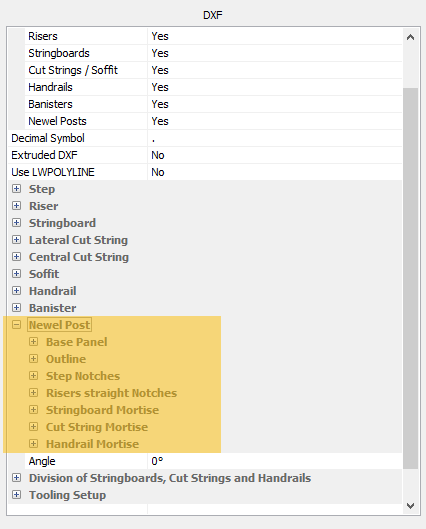 dxf post processor newel management in stairdesigner