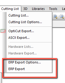 erp export menu items in Polyboard