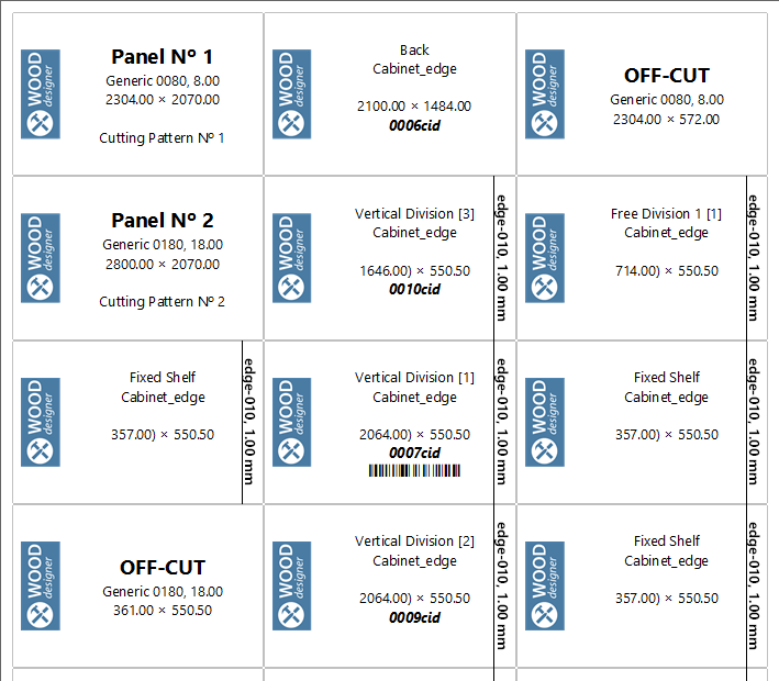 opticut labels including barcode