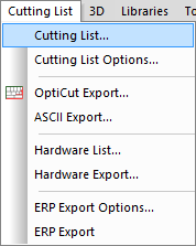 cutting list export menu option in polyboard