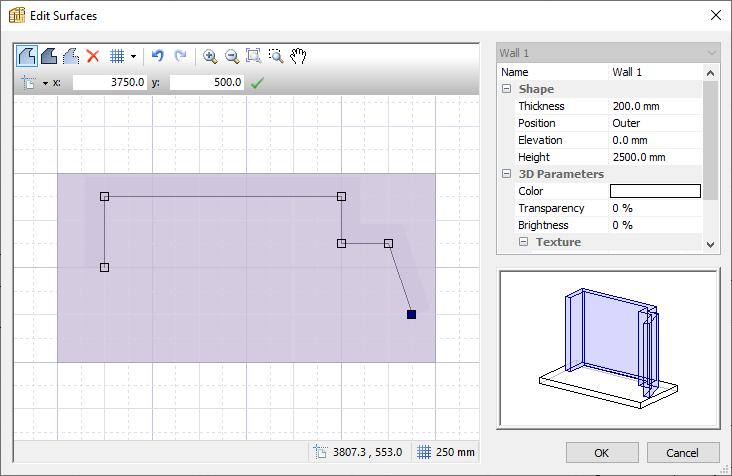 edit walls in edit surfaces window