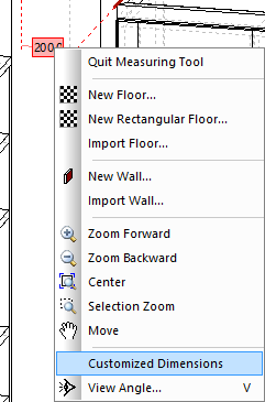 Customized dimensions menu option