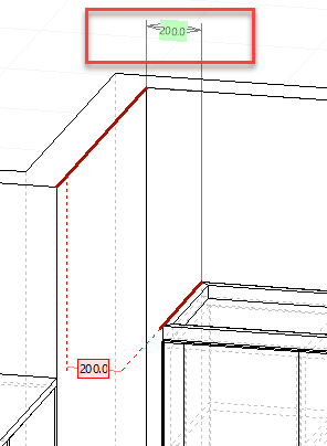 Customized dimensions showing in project mode window