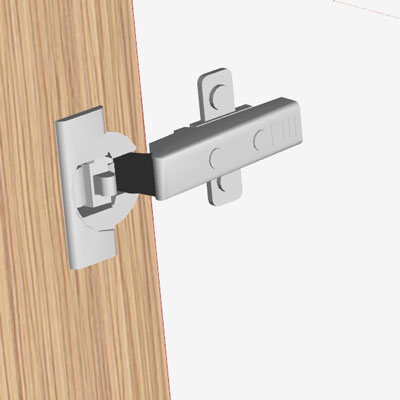 blum hinge in 3d view in polyboard
