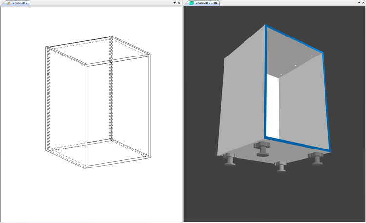 cabinet edit window and 3d window side by side