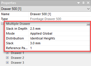 drawer parameters in properties menu