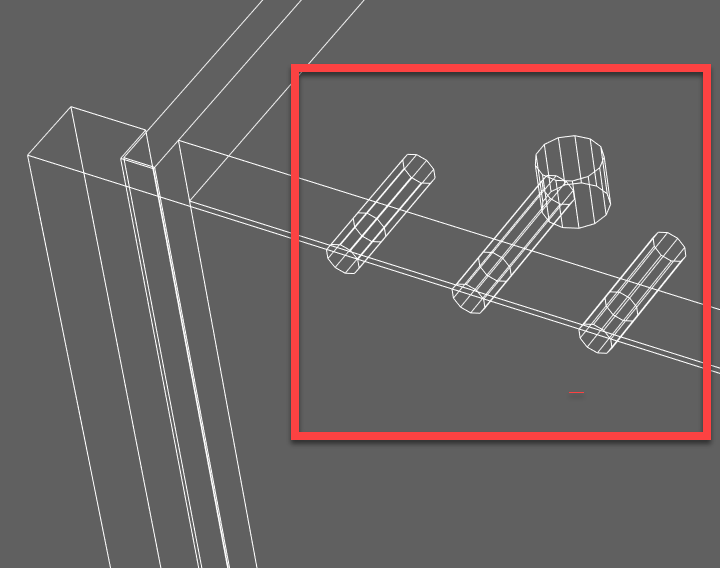 wireframe view of the machining details