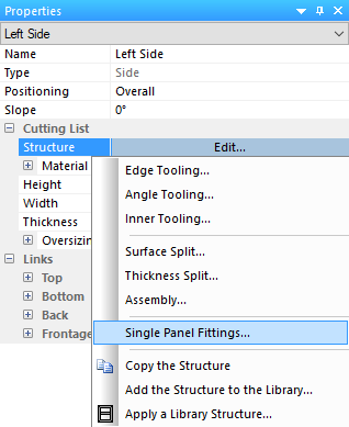 single panel fittings option