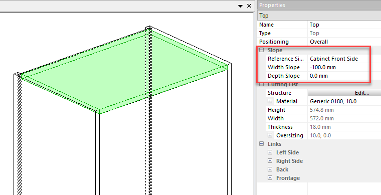 sloping top in polyboard