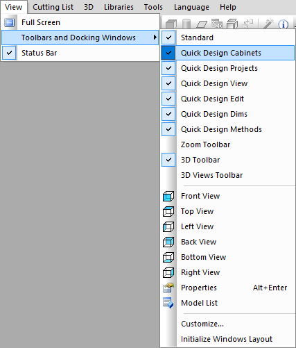 polyboard's toolbar and windows set up