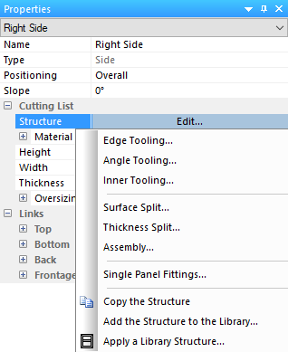 structures menu in polyboard