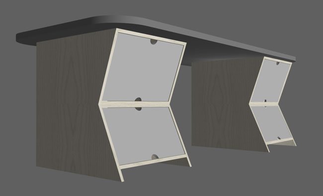 desk model with angle and edge toolings