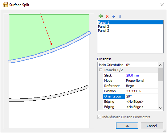 edit a single division using the surface split command