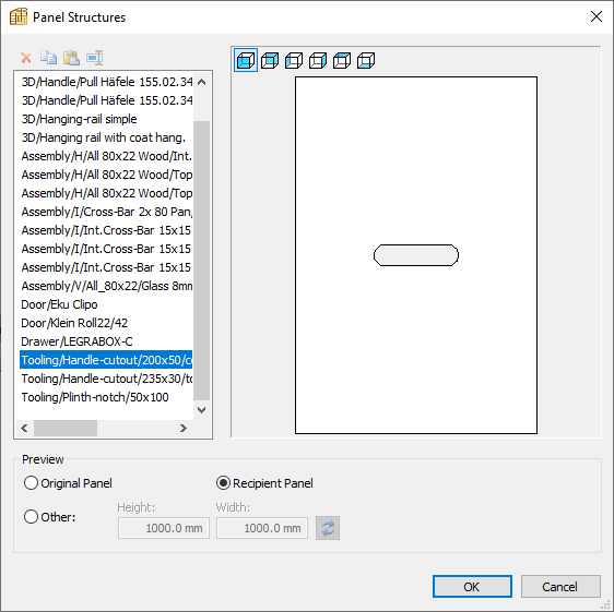 inner tooling saved to panel structures library