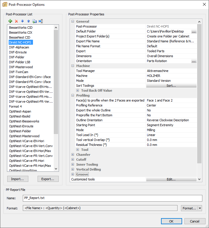 Polyboard's NC-HOPS post processor