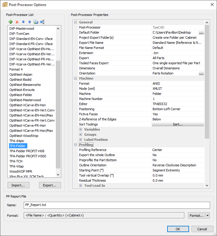 polyboard's felder post processor