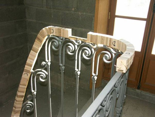 blocks used to create form for handrail