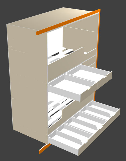 3d render of bunk bed cabinet design