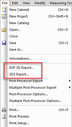 PolyBoard's 3D export options in the File menu