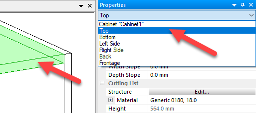 select parts from properties menu