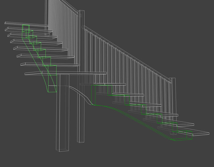 wireframe of stair