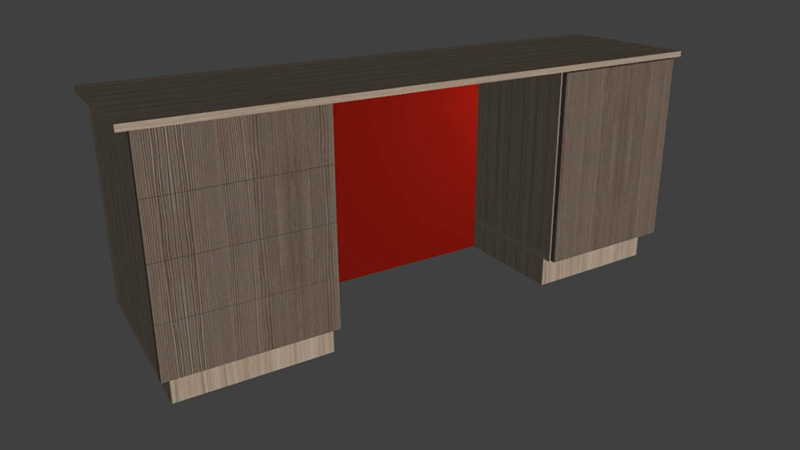 modular desk designed in polyboard