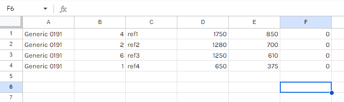 cutting list spreadsheet ready for optimization