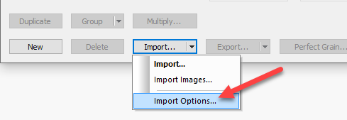 cutting list import option button