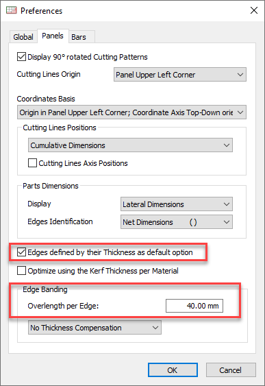edging preferences in opticut